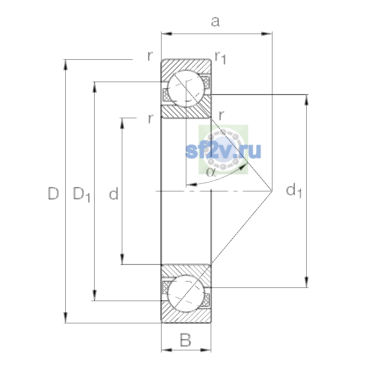 Схема подшипника 7312-B-XL-MP-UA
