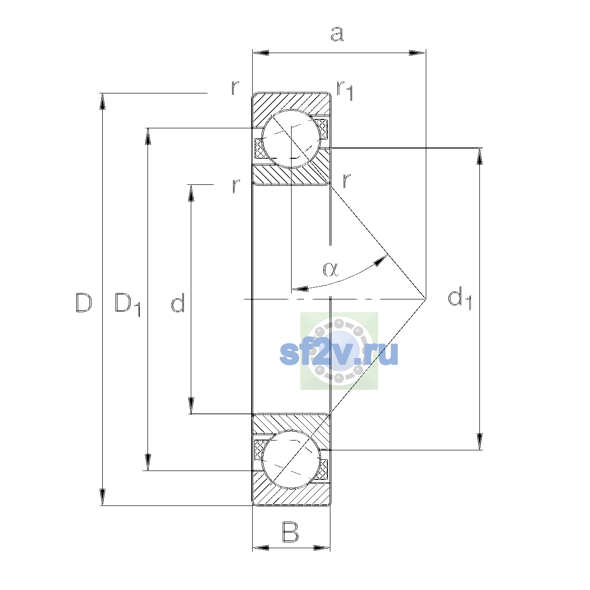 Схема подшипника 7313-B-XL-FP-UO