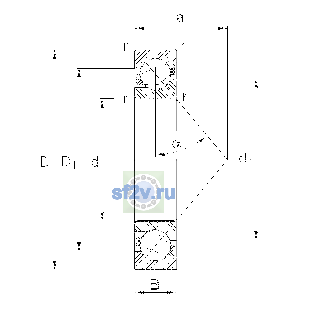 Схема подшипника 7313-B-XL-TVP-UB