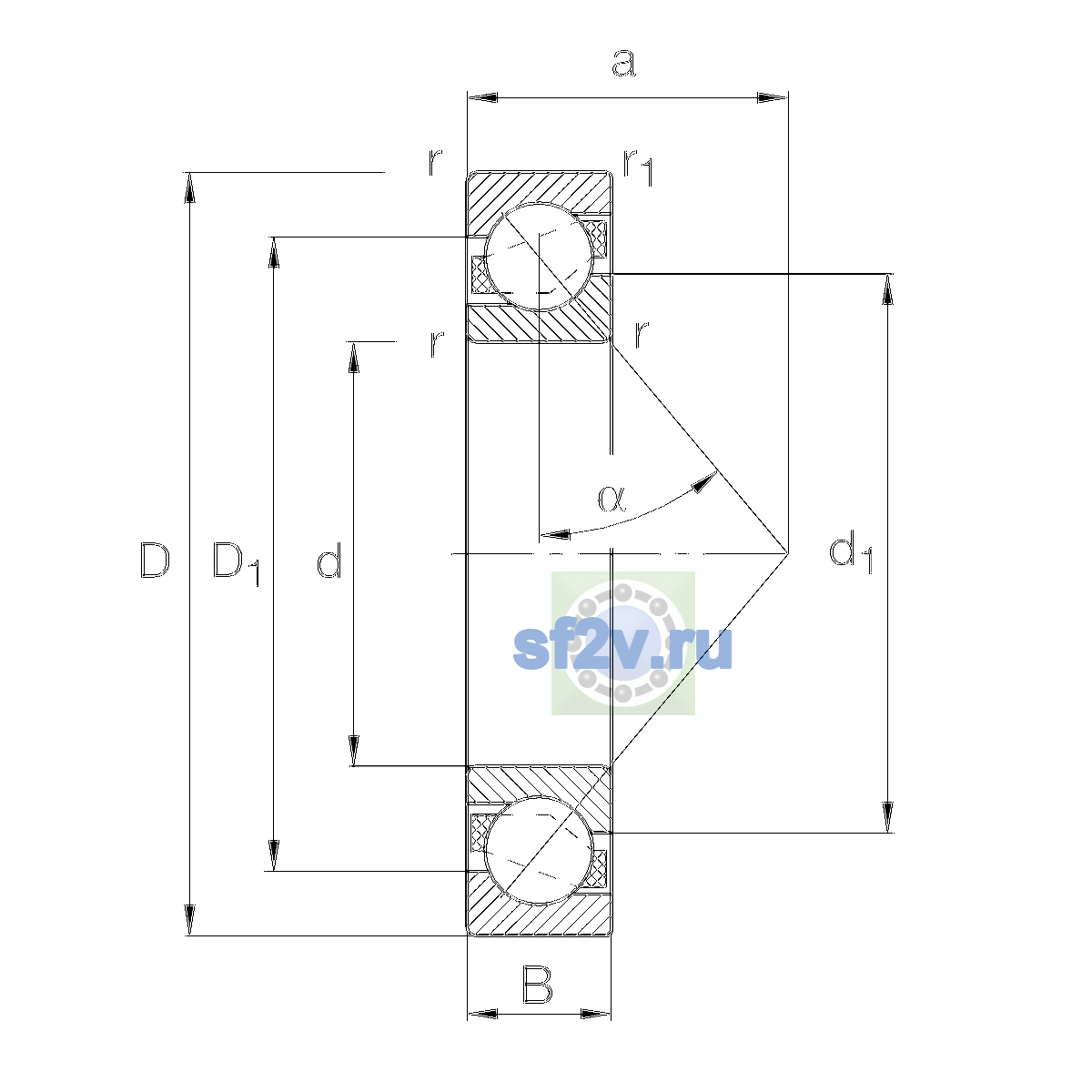Схема подшипника 7314-B-XL-MP-UB