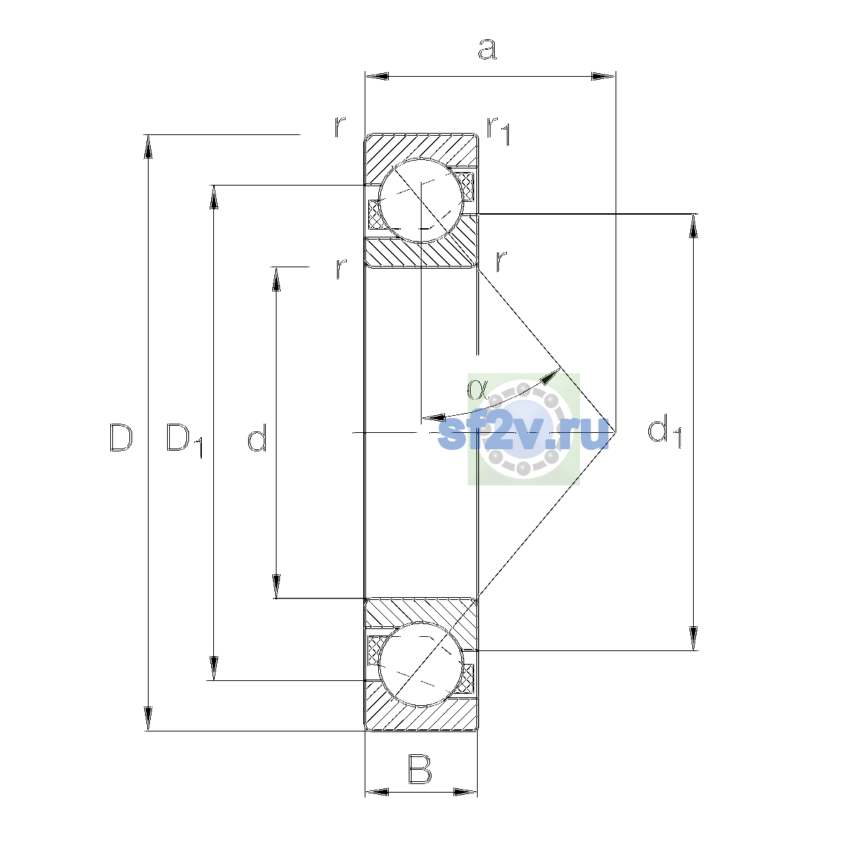 Схема подшипника 7315-B-XL-TVP-UB
