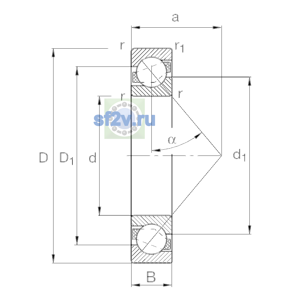Схема подшипника 7315-B-XL-TVP-UL
