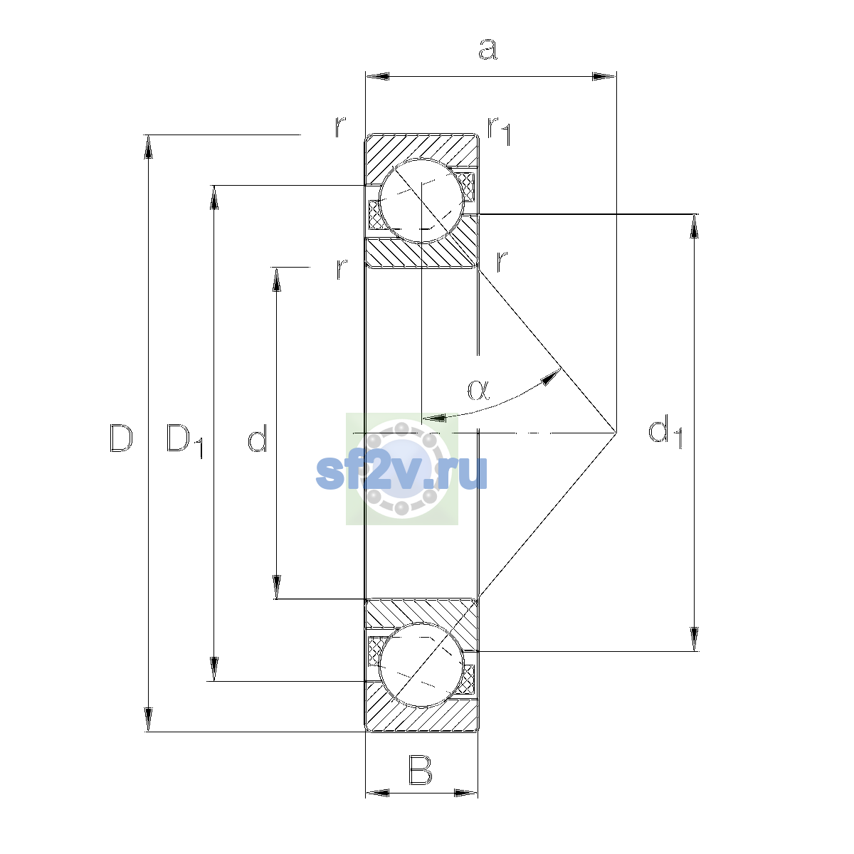 Схема подшипника 7316-B-XL-JP