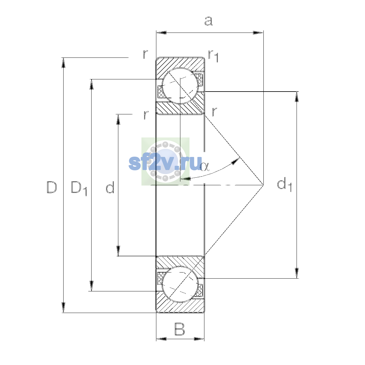 Схема подшипника 7316-B-XL-MP-UA