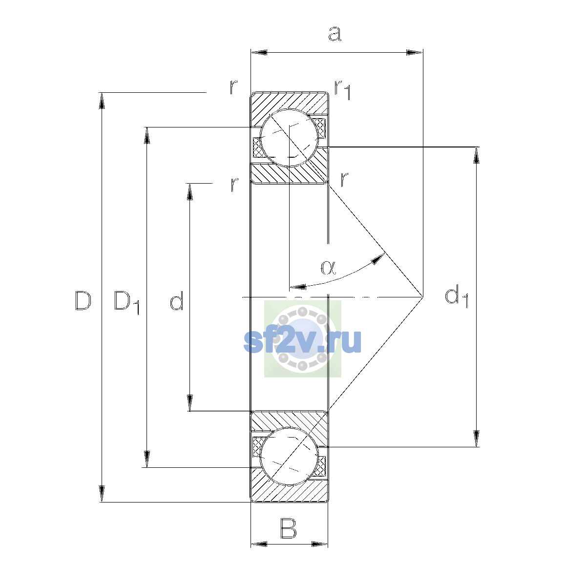 Схема подшипника 7316-B-XL-TVP-UO