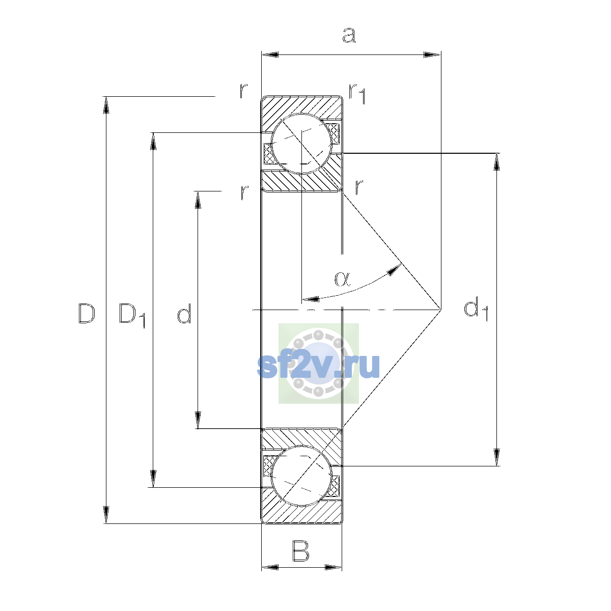 Схема подшипника 7317-B-XL-MP-UB