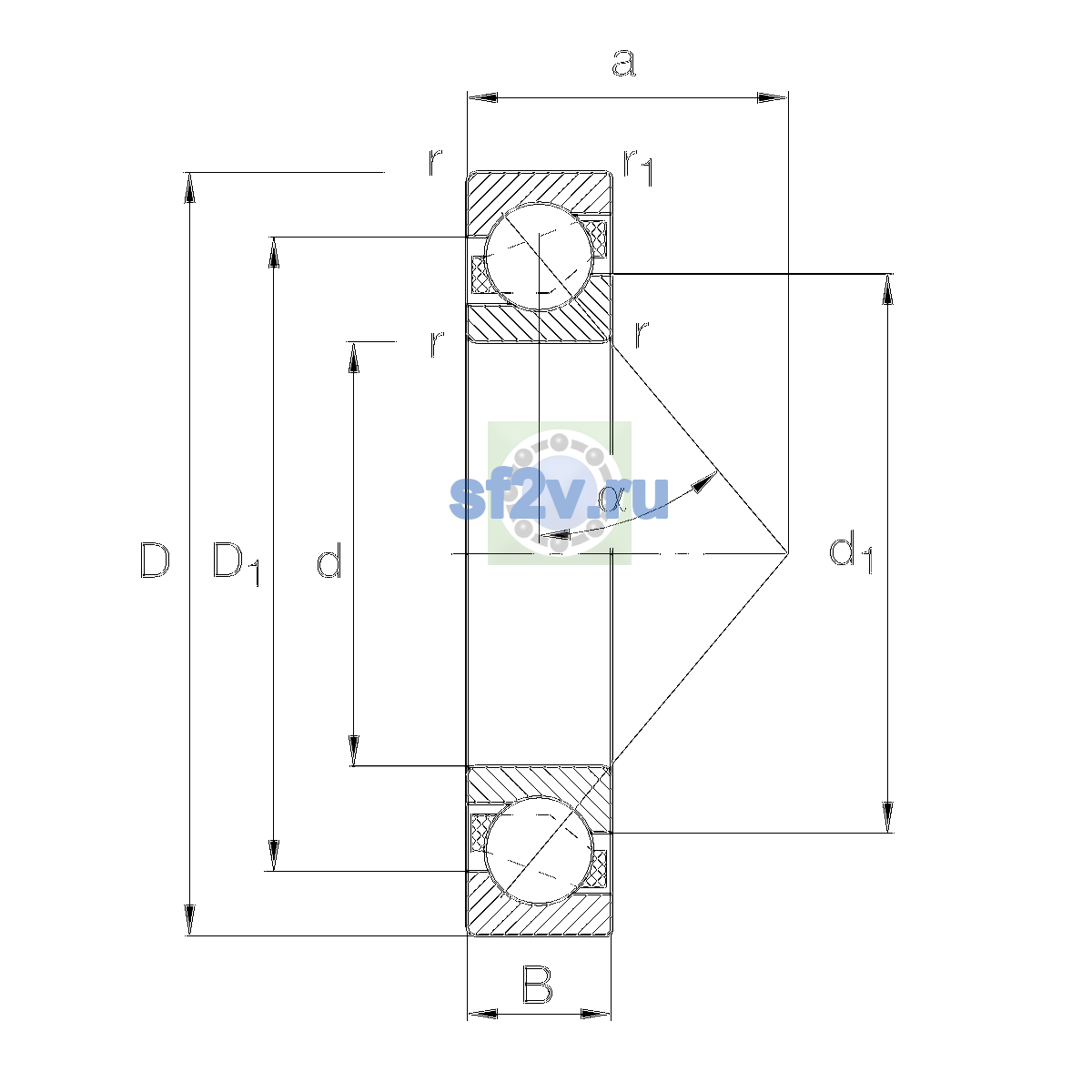 Схема подшипника 7317-B-XL-MP-UO