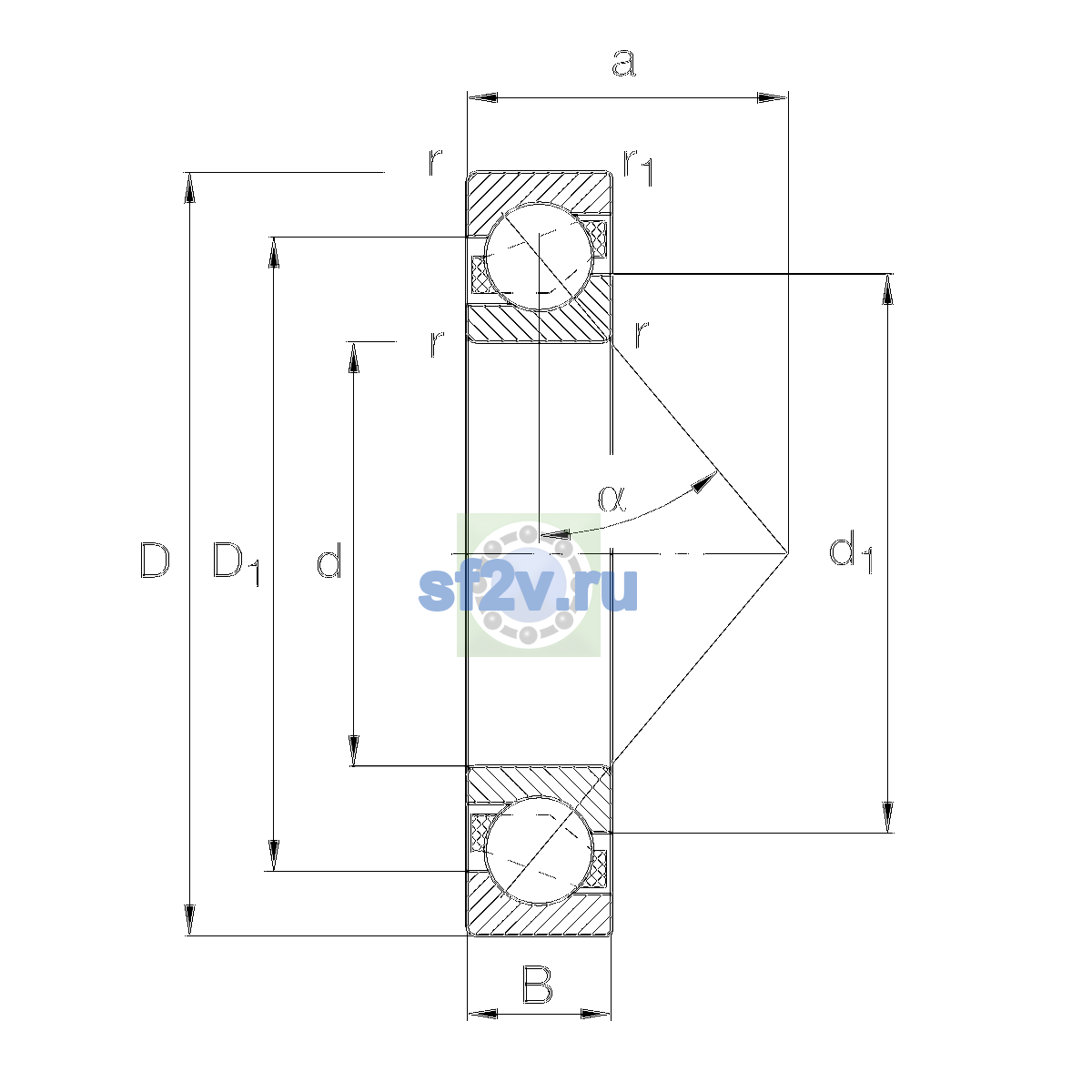 Схема подшипника 7317-B-XL-TVP-UO