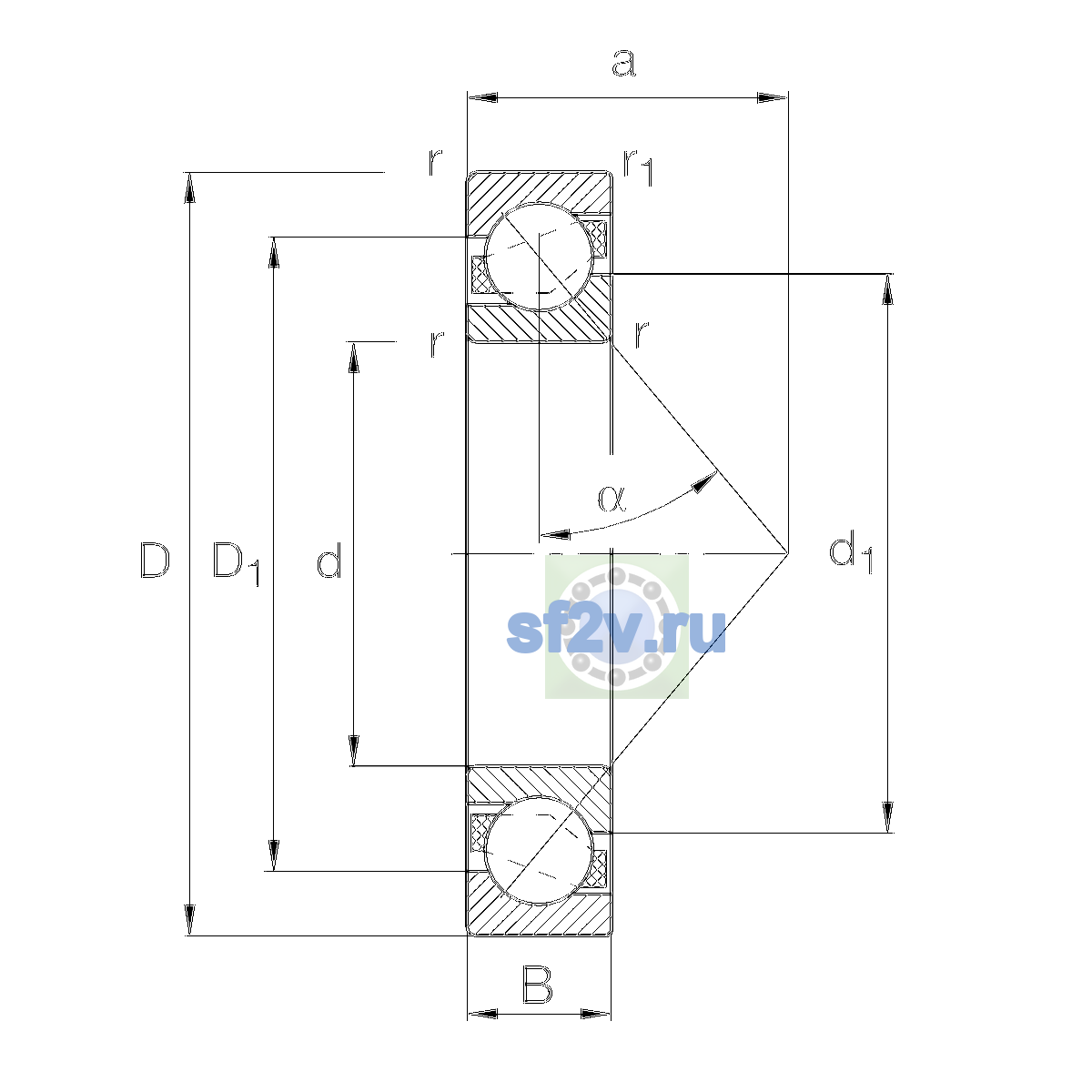 Схема подшипника 7320-B-XL-JP-UL