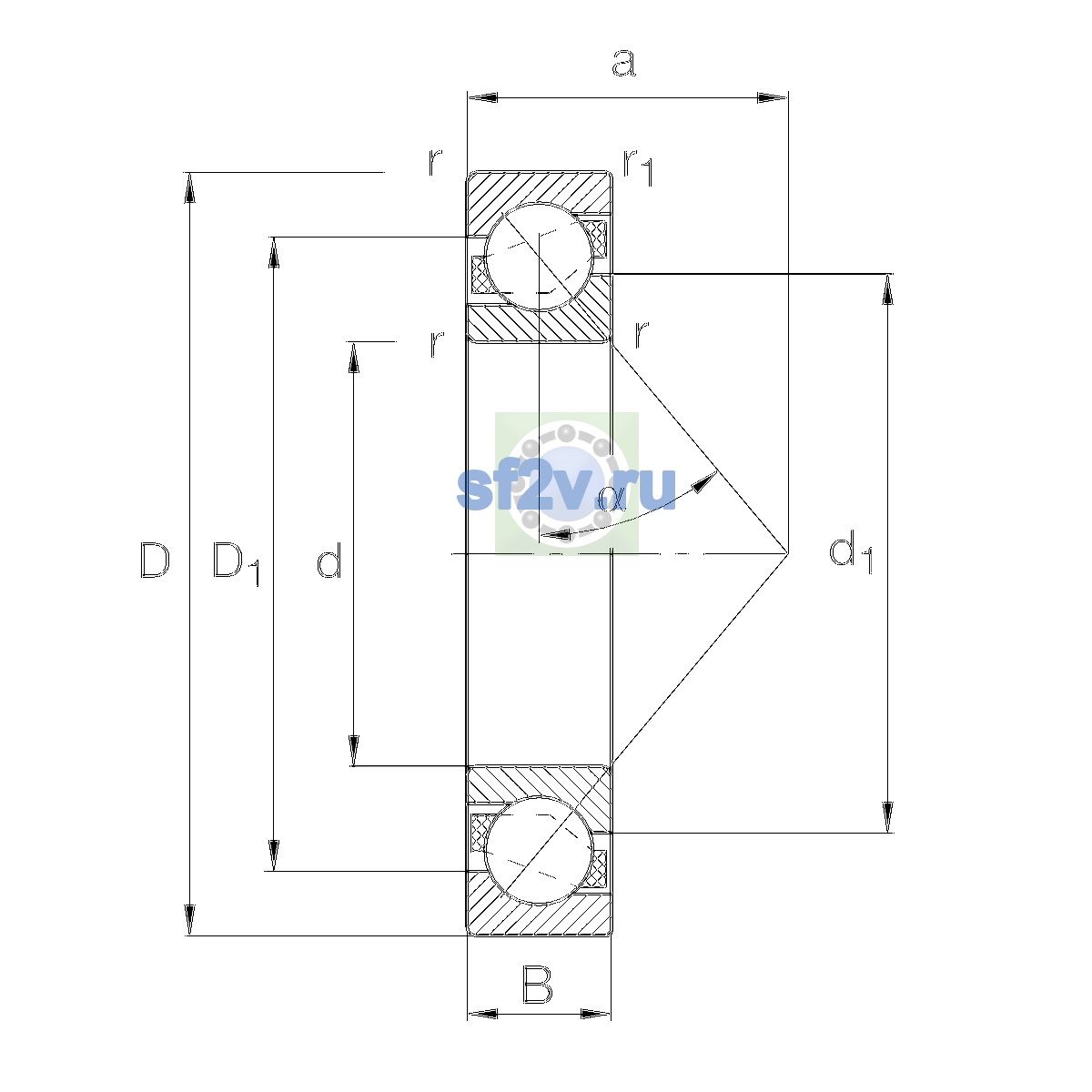 Схема подшипника 7320-B-XL-MP