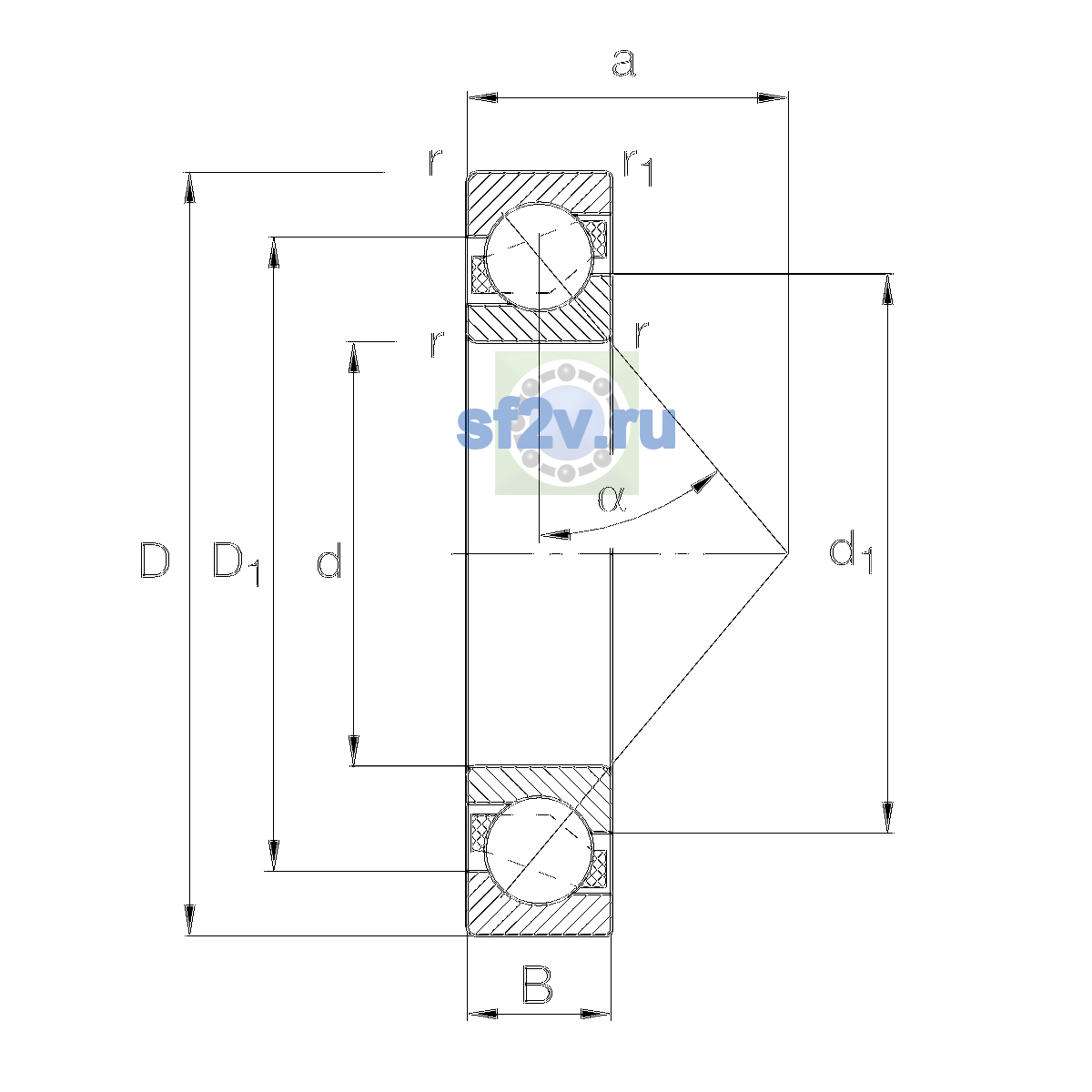 Схема подшипника 7320-B-XL-MP-UA