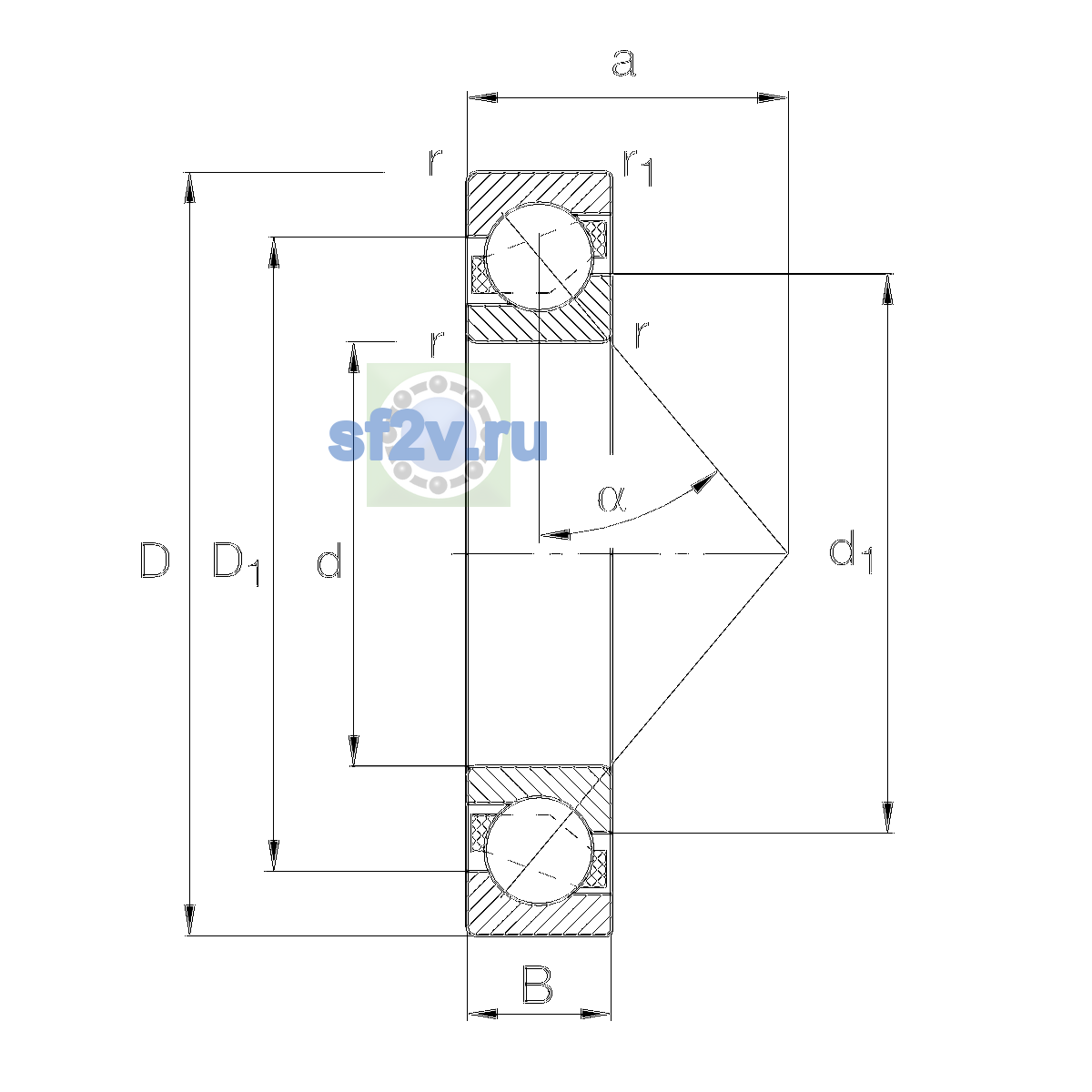 Схема подшипника 7320-B-XL-MP-UB