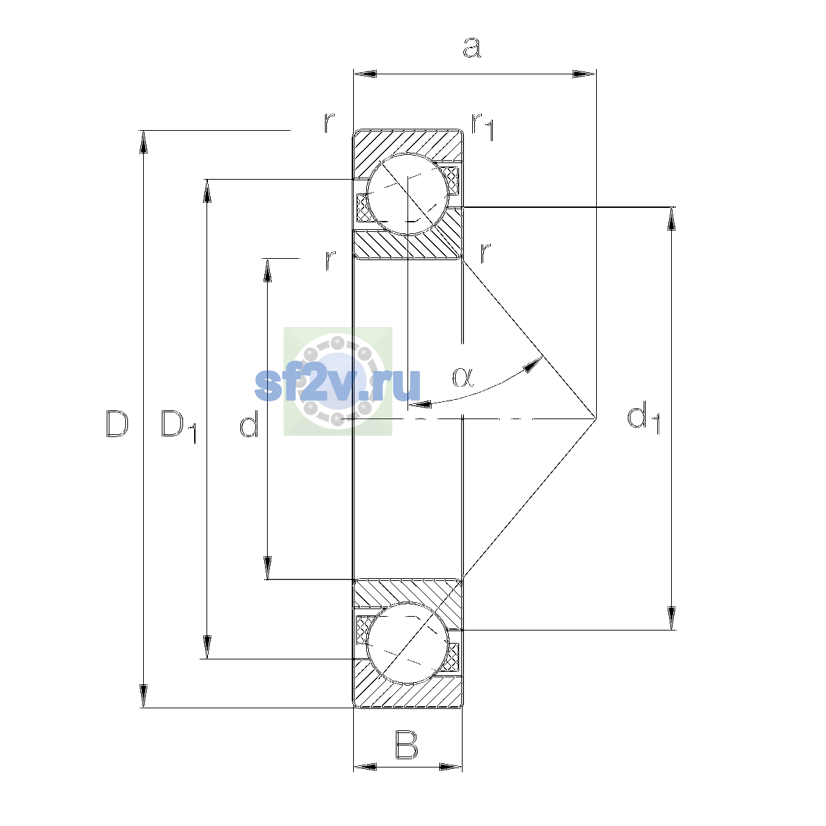 Схема подшипника 7322-B-XL-JP