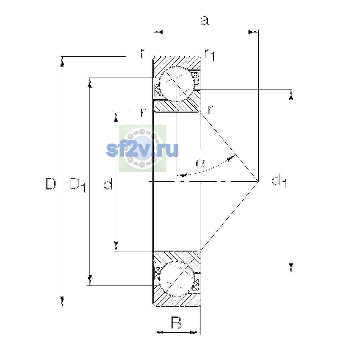 Схема подшипника 7322-B-XL-TVP