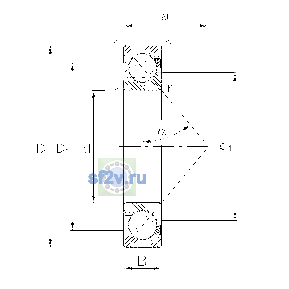 Схема подшипника 7322-B-XL-TVP-UA