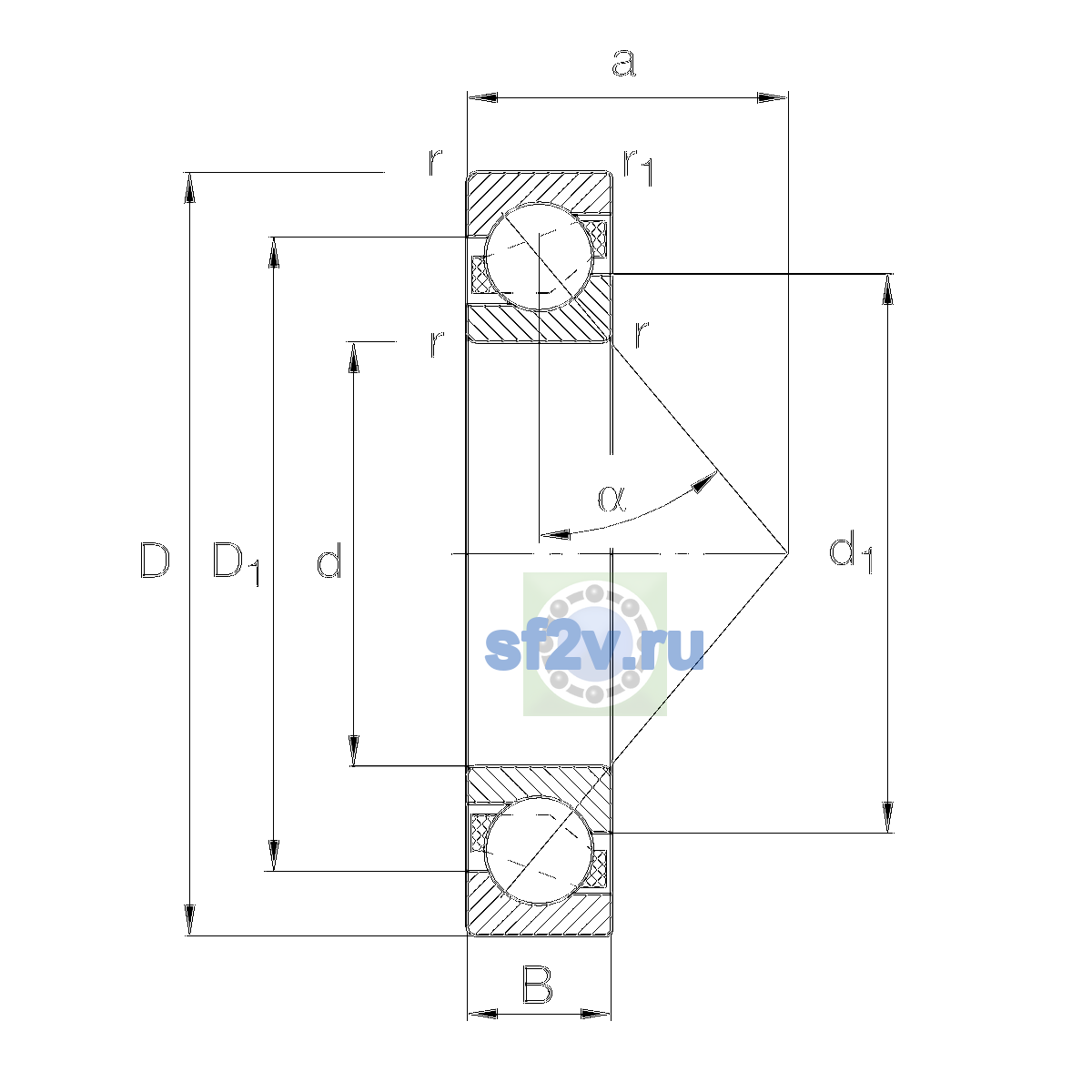 Схема подшипника 7322-B-XL-TVP-UB