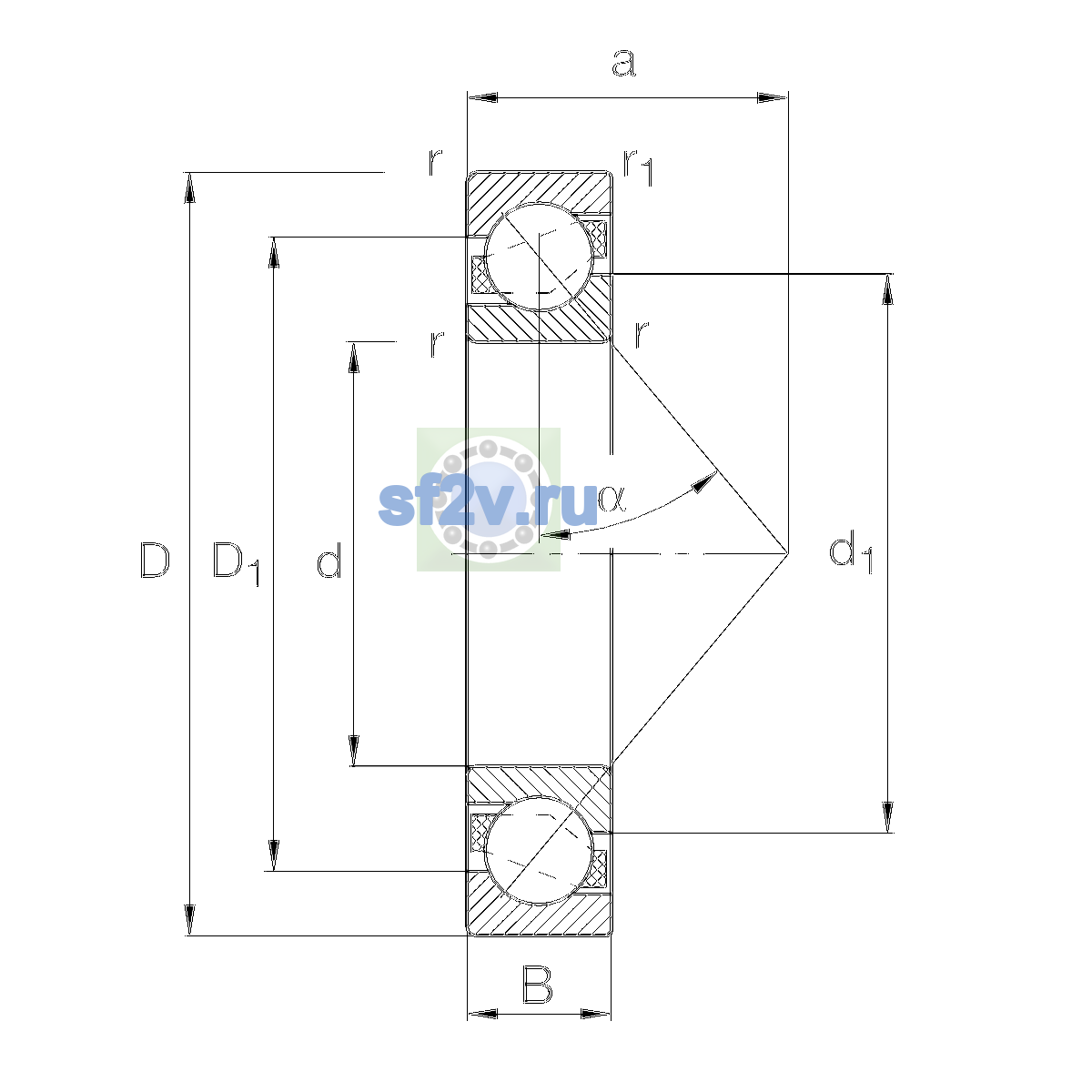 Схема подшипника 7326-B-XL-TVP