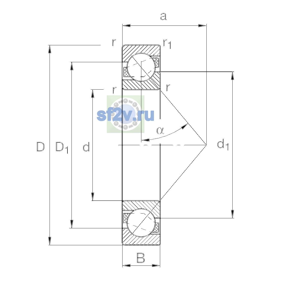 Схема подшипника 7326-B-XL-TVP-UA