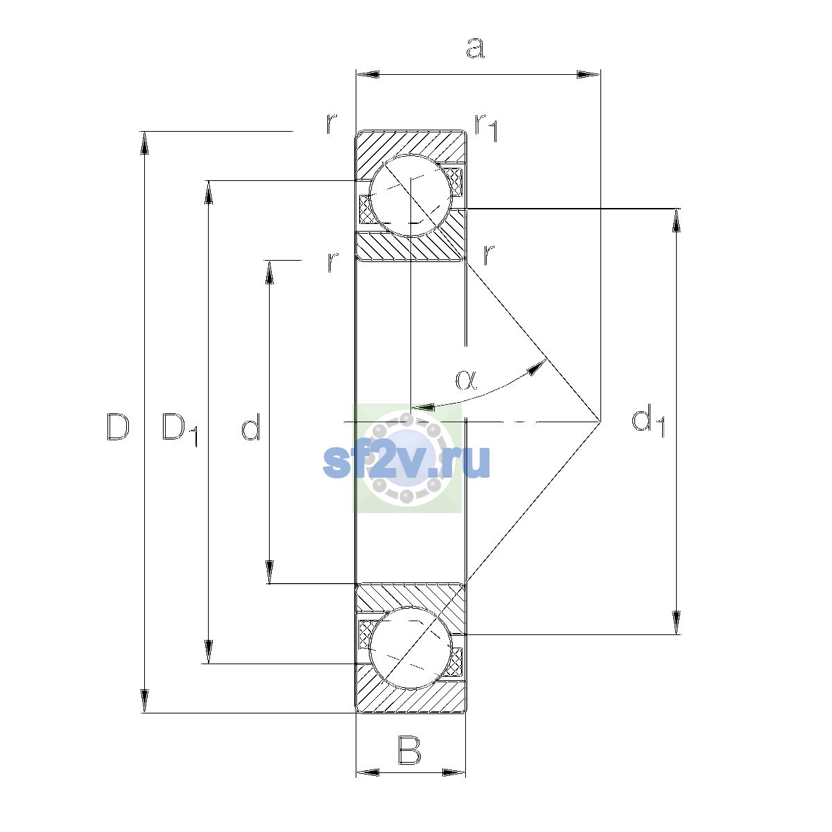 Схема подшипника 7332-B-MP-UO