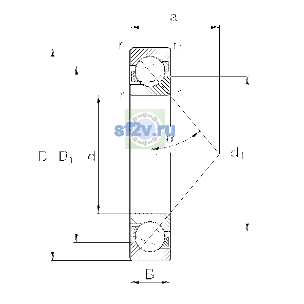 Схема подшипника 7352-B-MP-UA