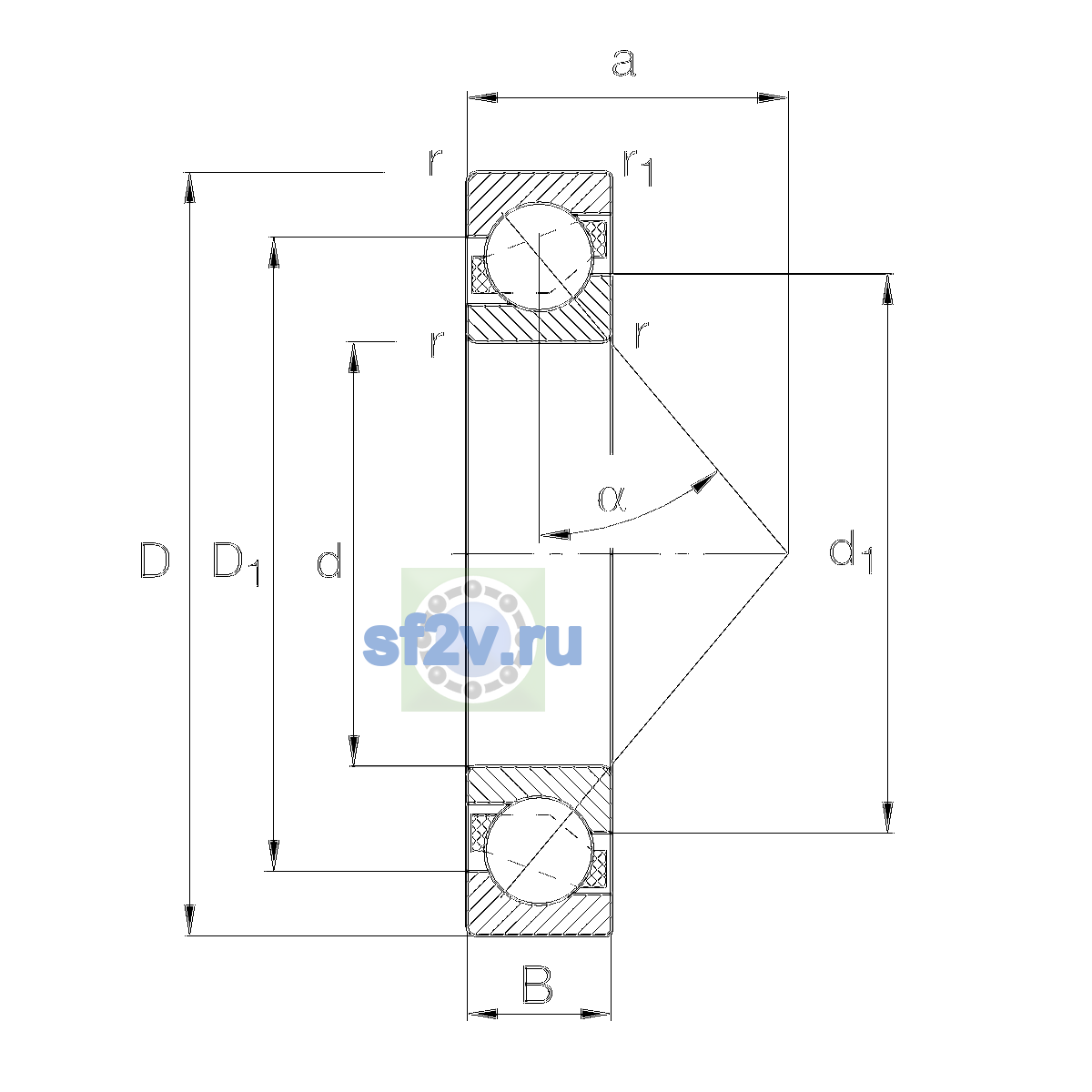 Схема подшипника 7356-B-MP