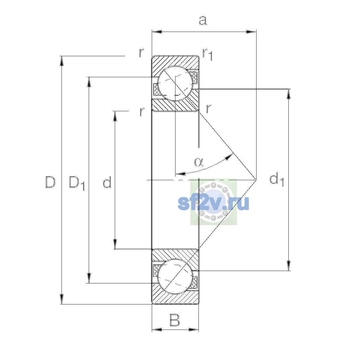 Схема подшипника 7406-B-XL-MP