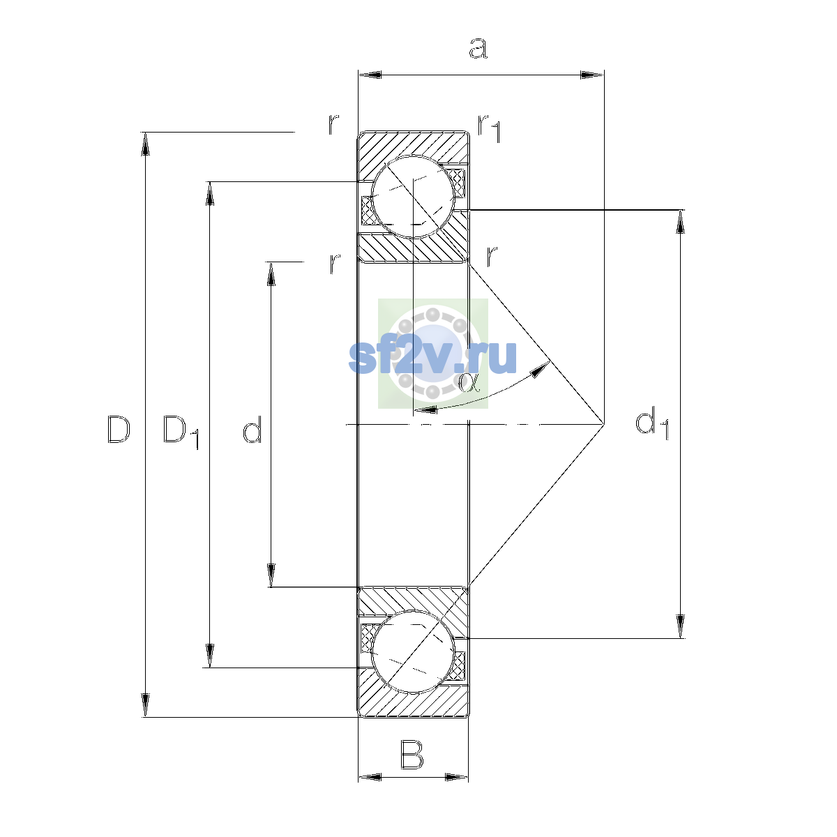 Схема подшипника 7408-B-XL-MP