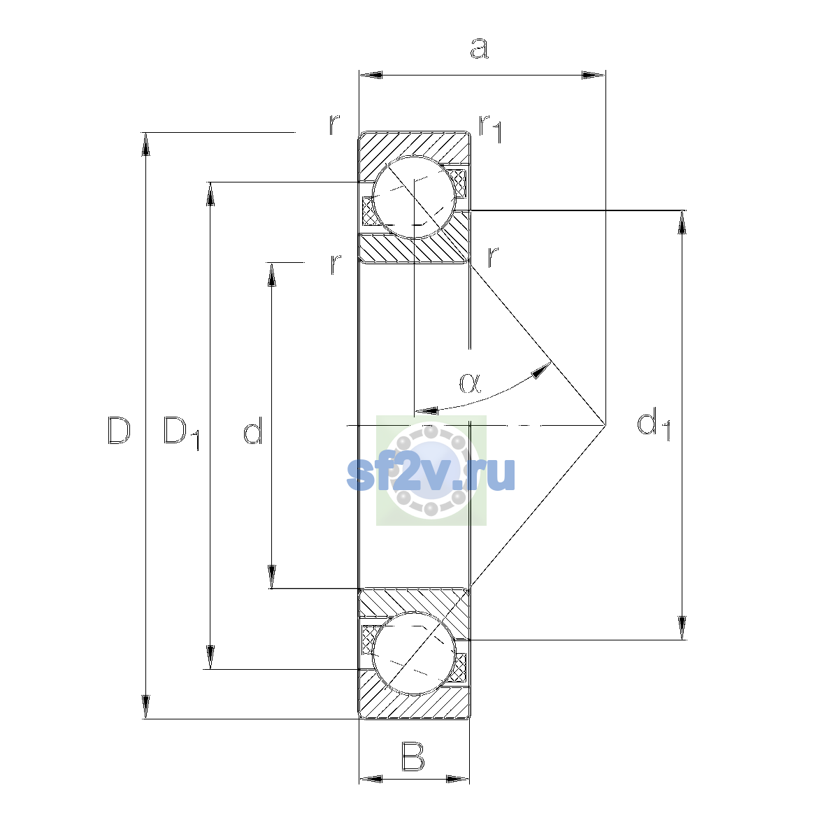 Схема подшипника 7409-B-XL-MP