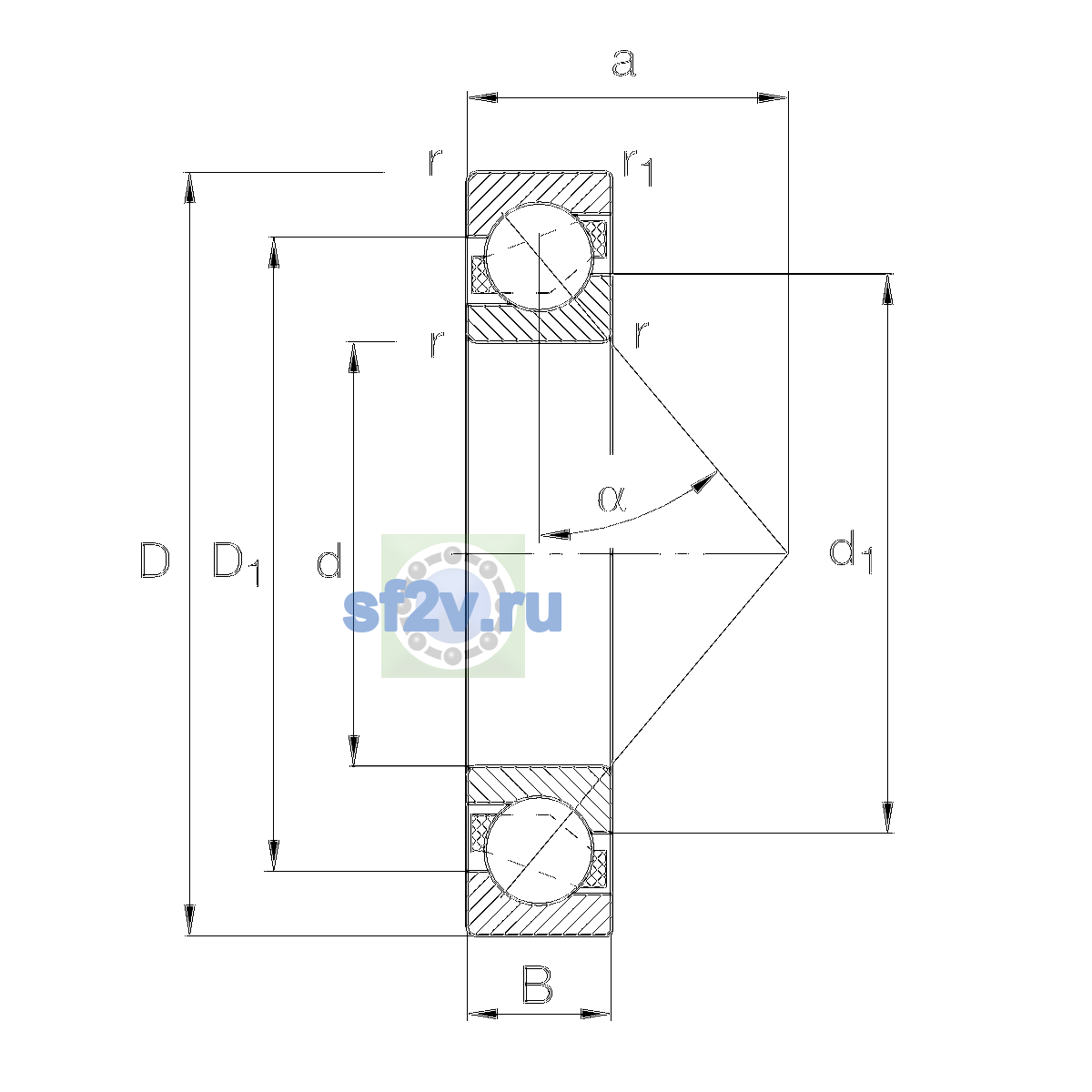 Схема подшипника 7410-B-XL-MP-UA