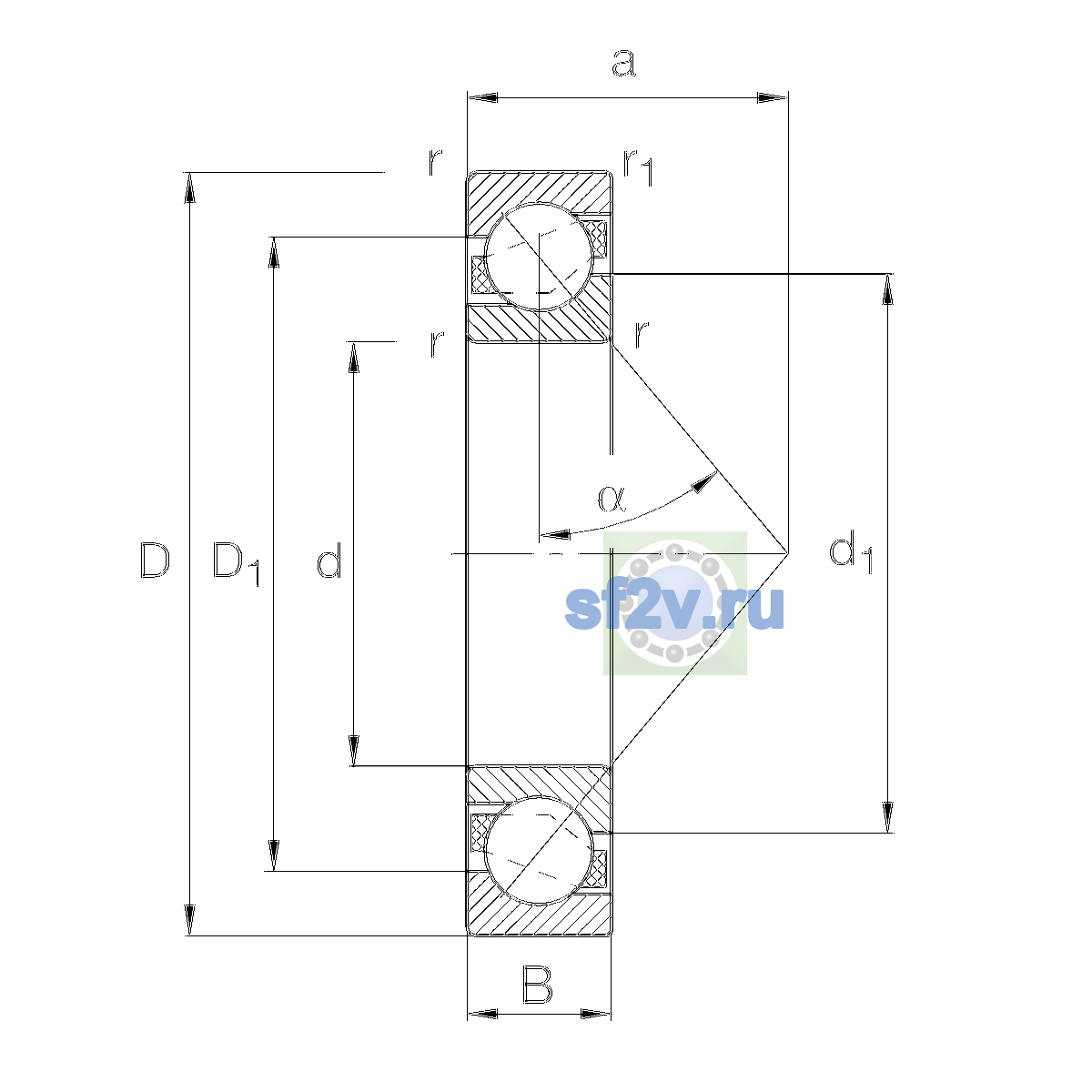 Схема подшипника 7411-B-XL-MP-UA
