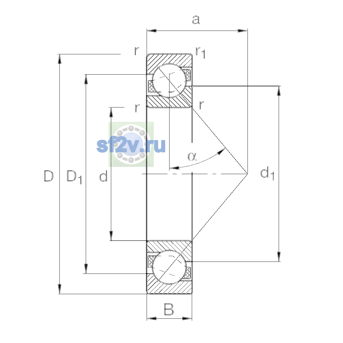 Схема подшипника 7414-B-XL-MP-UA