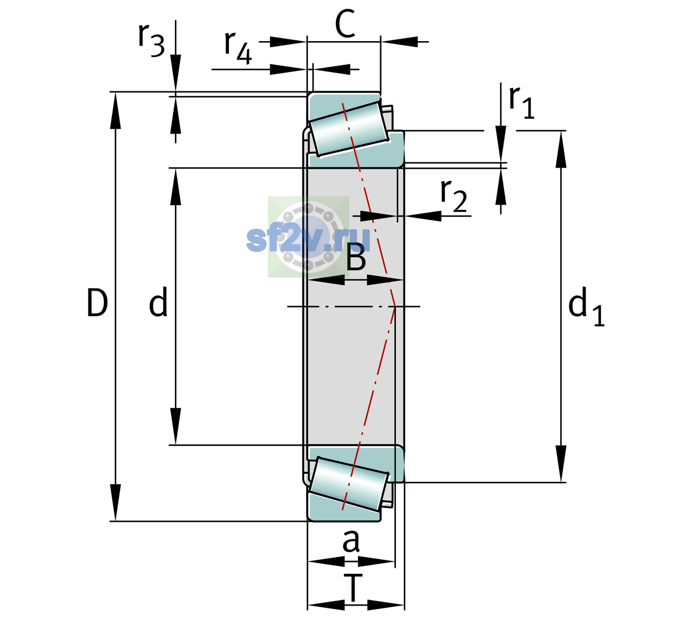 Схема подшипника AK529-X-522-XL