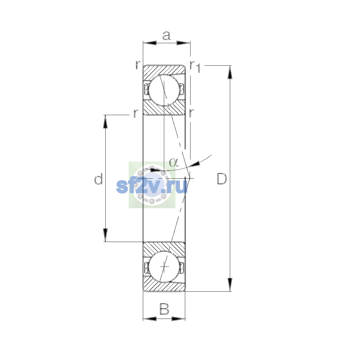 Схема подшипника B7003-C-T-P4S-UL