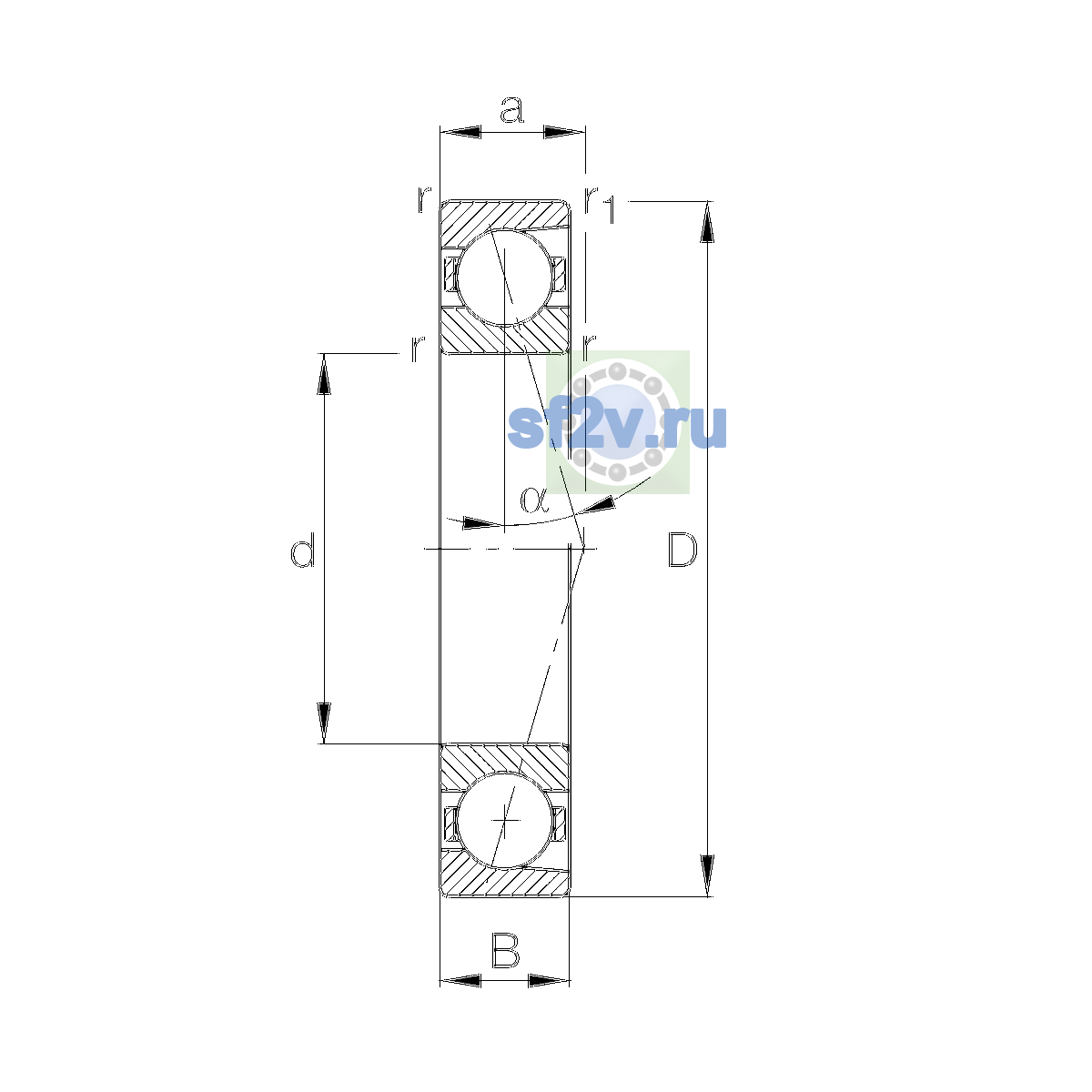 Схема подшипника B7006-C-T-P4S-UL