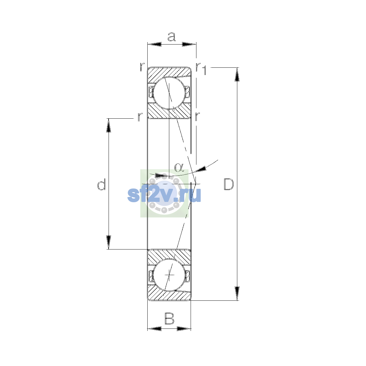 Схема подшипника B7006-E-T-P4S-UL