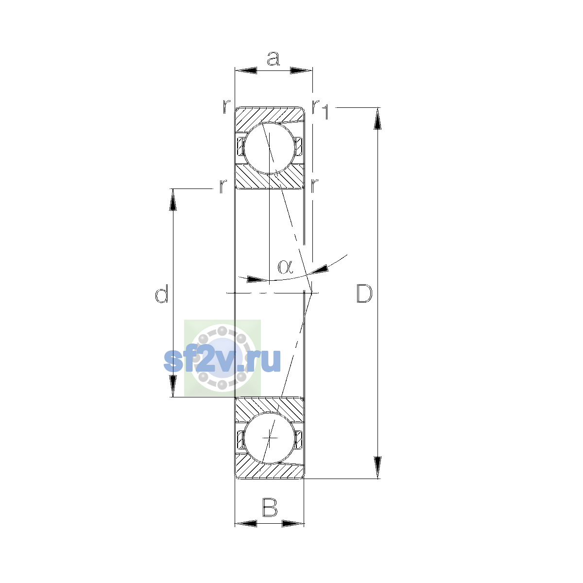 Схема подшипника B7012-C-T-P4S-UL