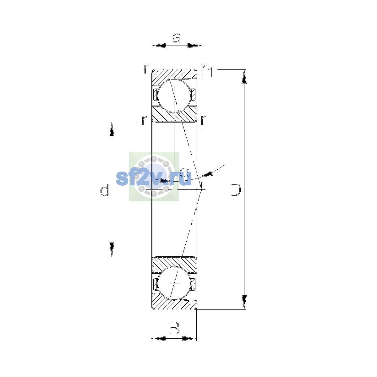 Схема подшипника B7012-E-T-P4S-UL