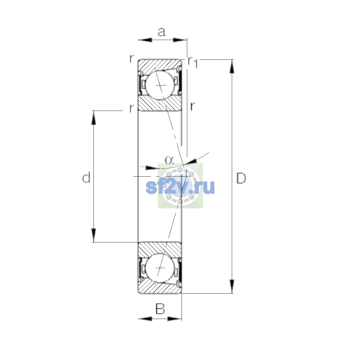 Схема подшипника B7013-C-2RSD-T-P4S-UL