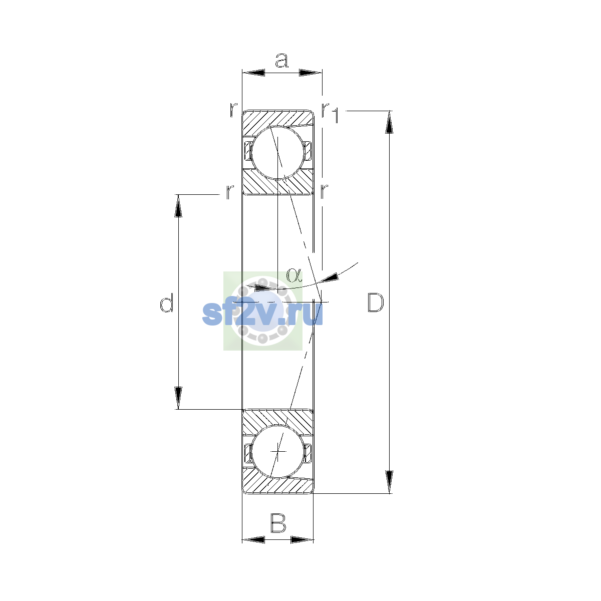 Схема подшипника B7013-C-T-P4S-UL