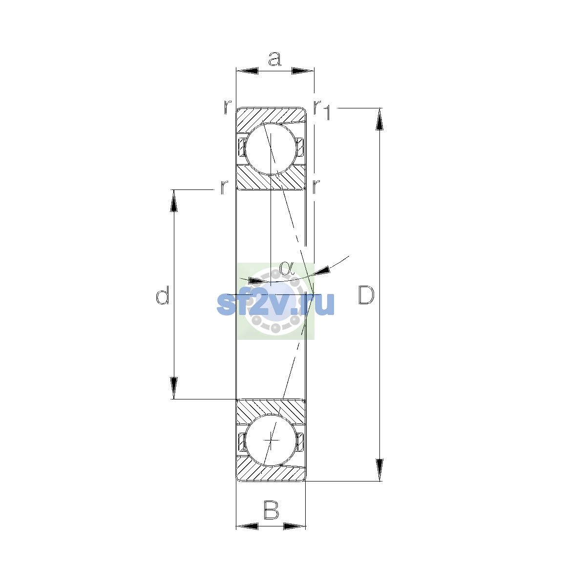 Схема подшипника B7013-E-T-P4S-UL