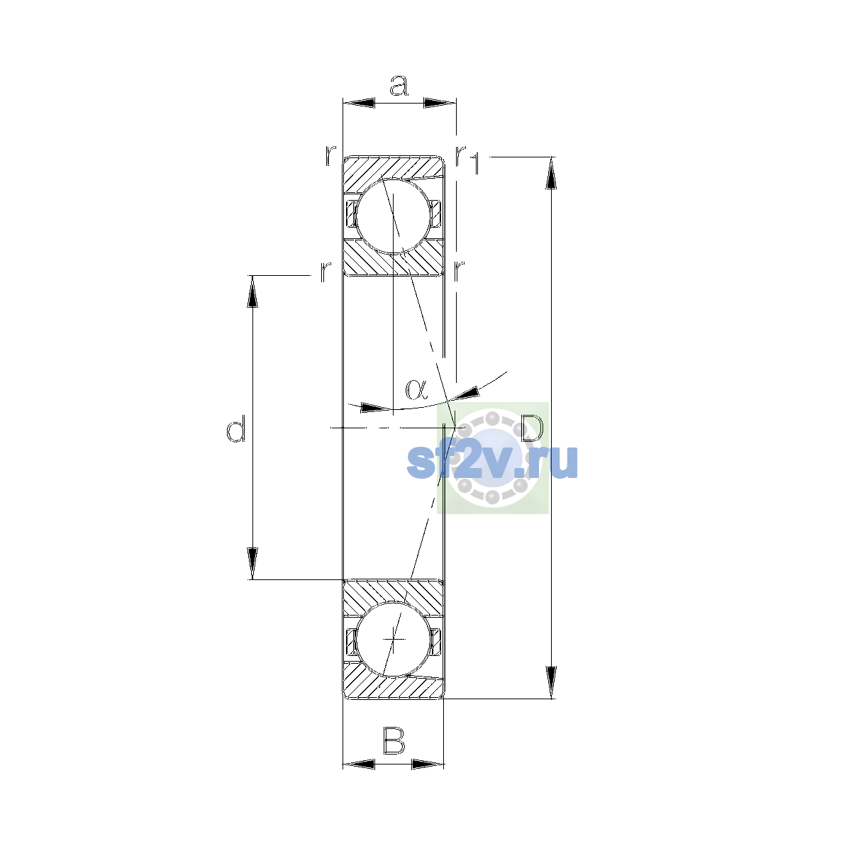 Схема подшипника B7014-C-T-P4S-UL