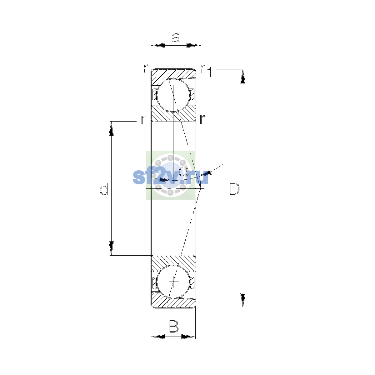 Схема подшипника B7014-E-T-P4S-UL
