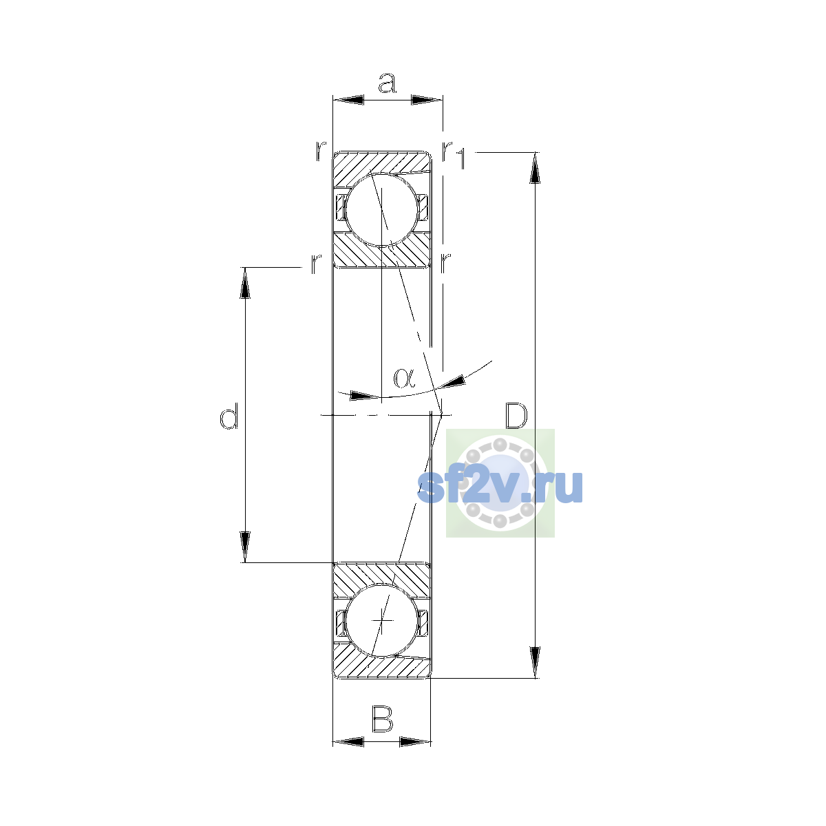 Схема подшипника B7015-C-T-P4S-UL