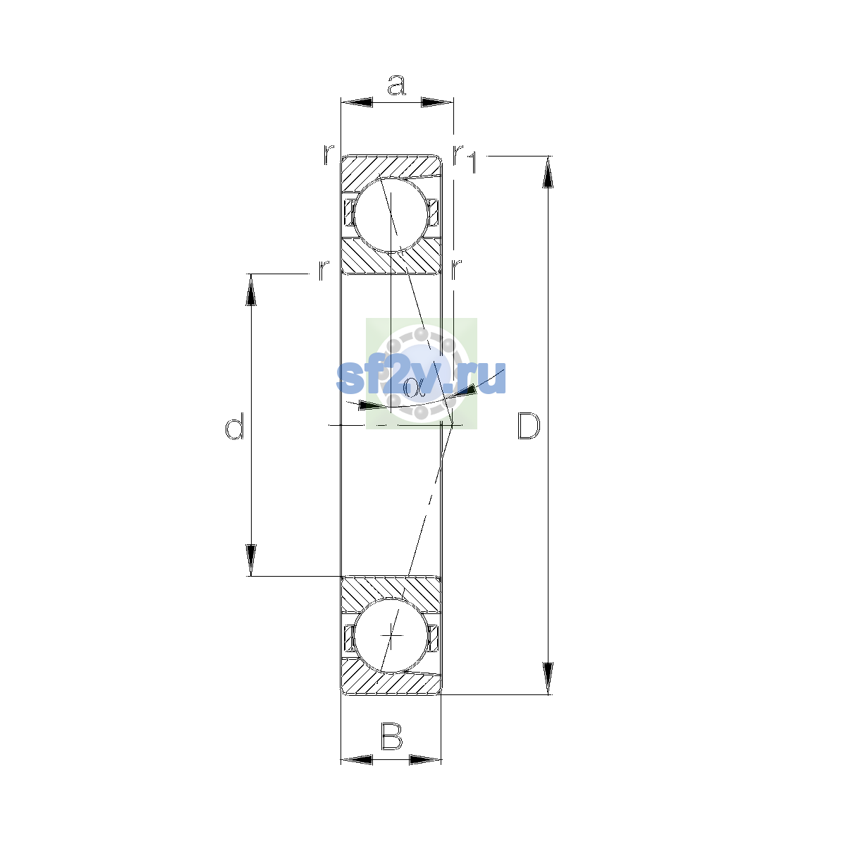 Схема подшипника B7016-C-T-P4S-UL