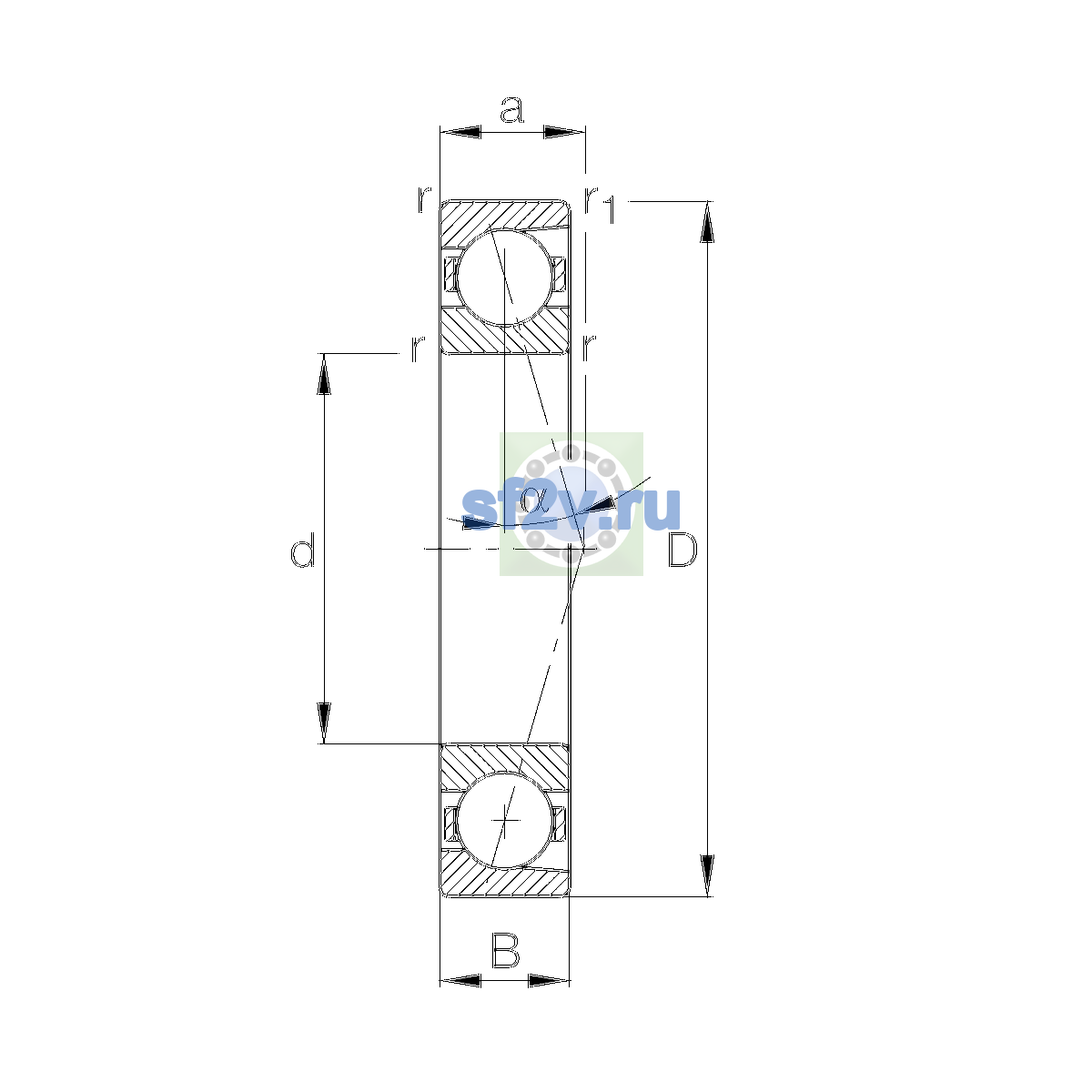 Схема подшипника B7017-E-T-P4S-UL