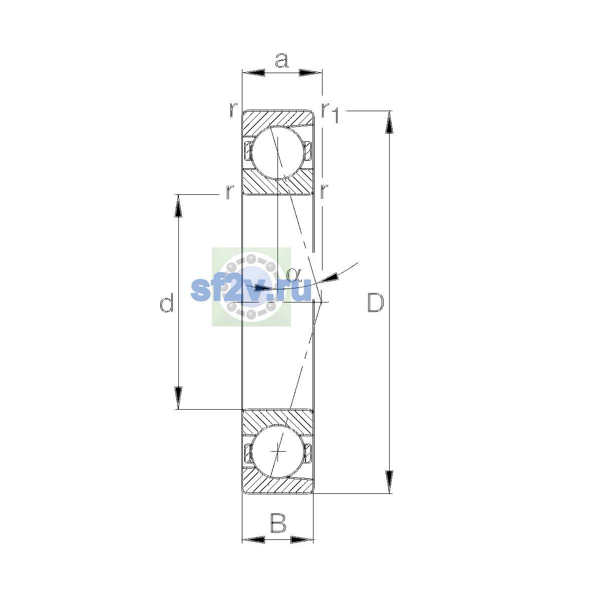 Схема подшипника B7021-E-T-P4S-UL