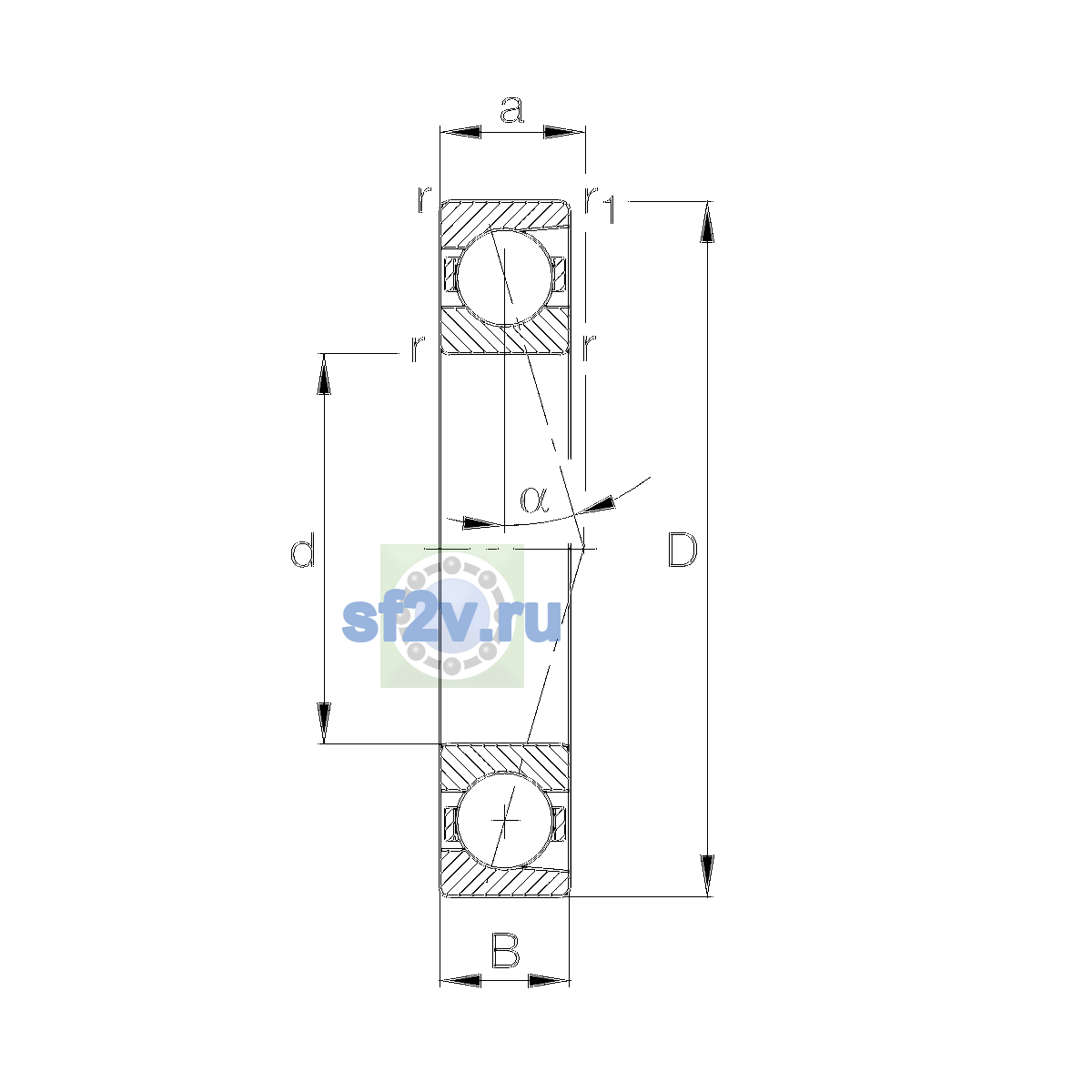 Схема подшипника B7026-C-T-P4S-UL