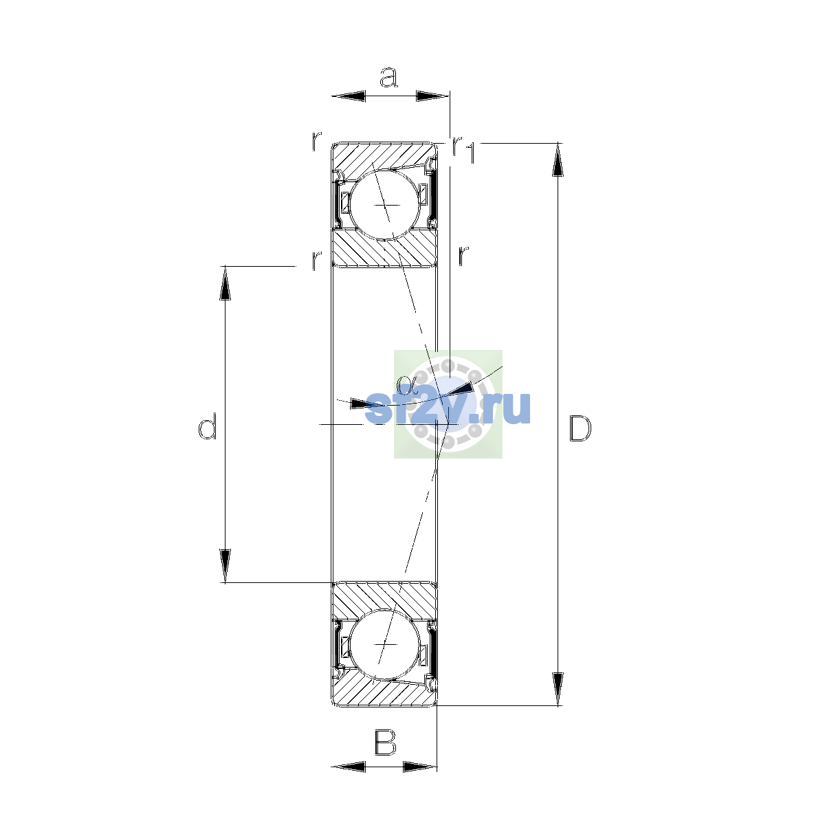 Схема подшипника B7028-C-2RSD-T-P4S-UL