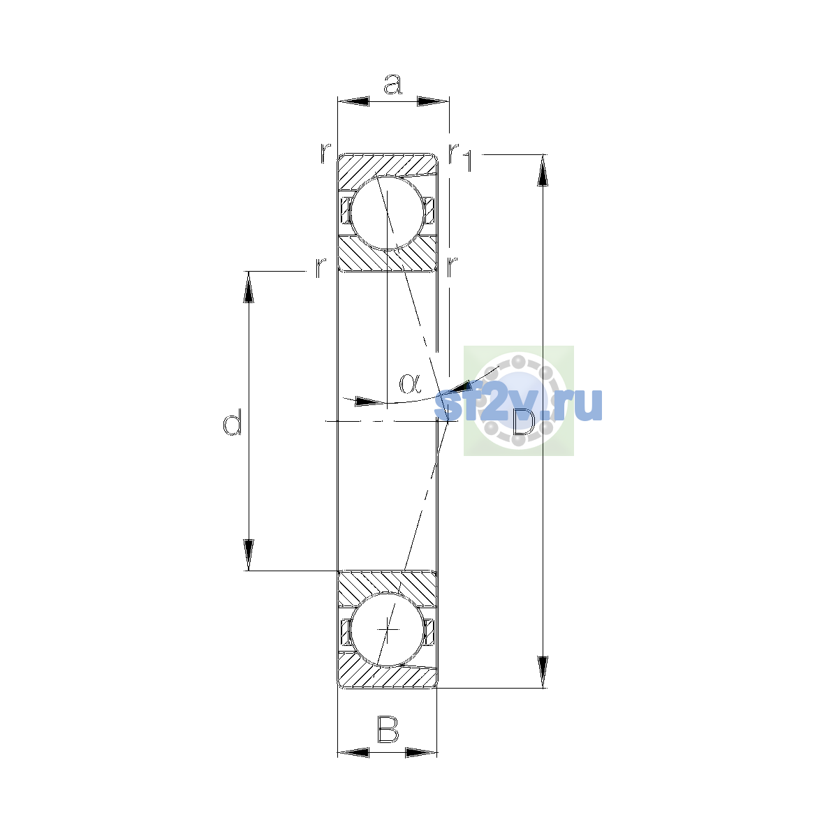 Схема подшипника B7034-E-T-P4S-UL