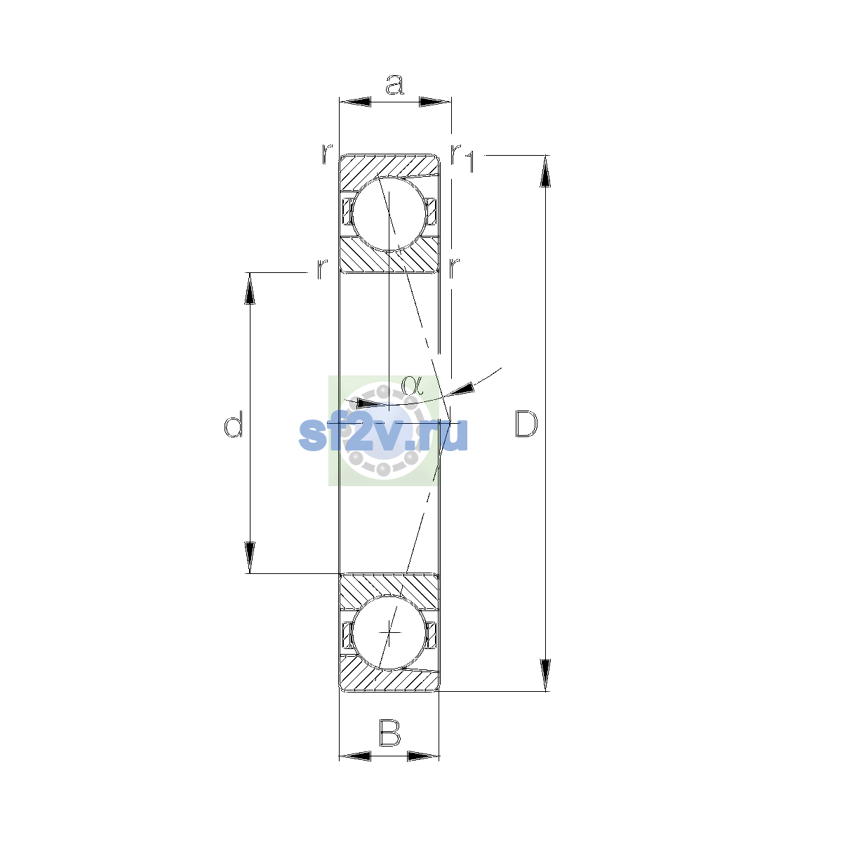 Схема подшипника B7048-C-T-P4S-UL